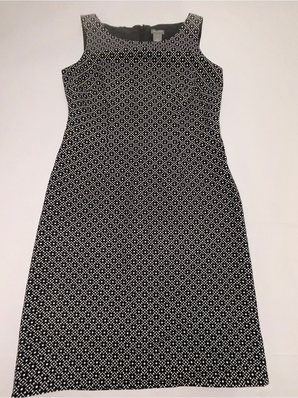 NWT Ann Taylor Dress Womens 8 Black White Geometric Cotton Sheath Sleeveless